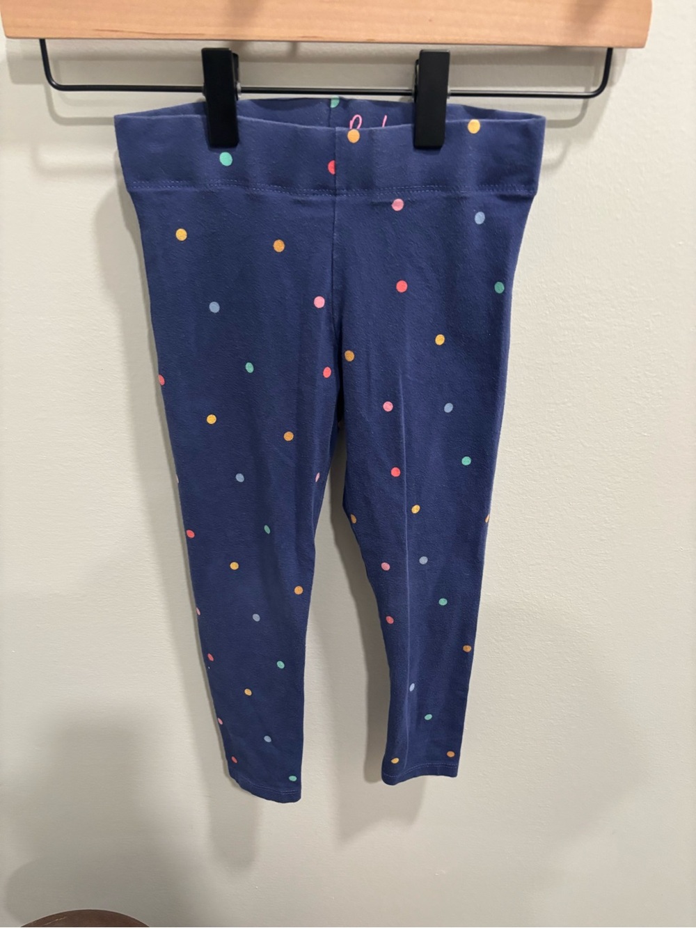 Boden Navy Leggings with Multicolor Polka Dots